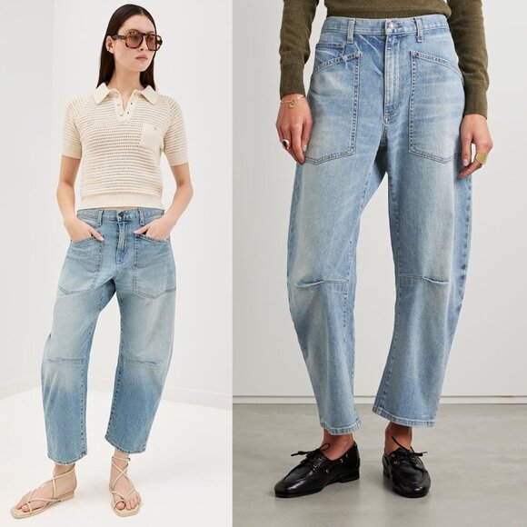 Nili Lotan Shon Jean Summer Wash Barrel Leg Denim Size 31 - Picture 9 of 10